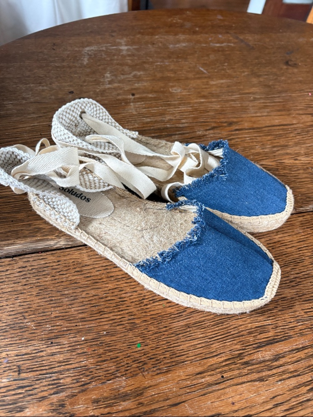 Soludos Denim Ankle wrap Espadrilles Size 8
